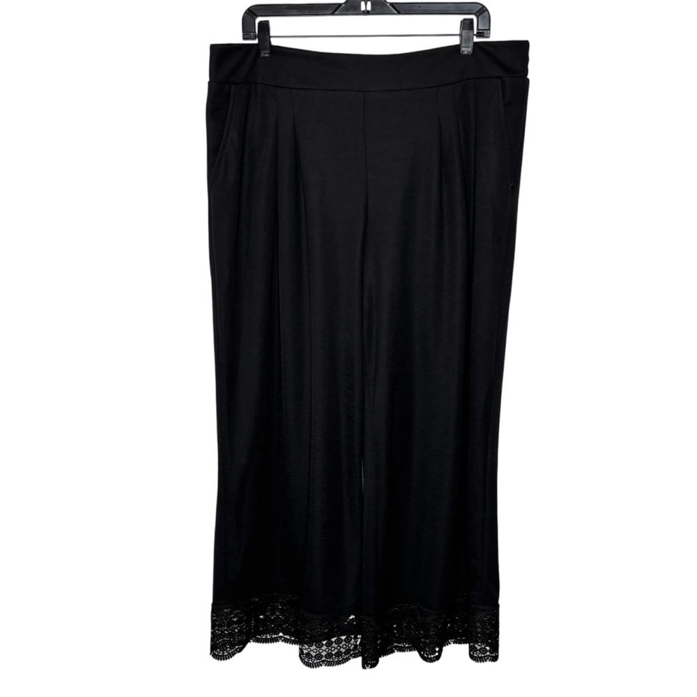 Black Wide Leg Pants with Lace Hem Size 18P